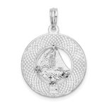 De-Ani Sterling Silver Rhodium-Plated Textured Key West with Sailboat Pendant - Image 3