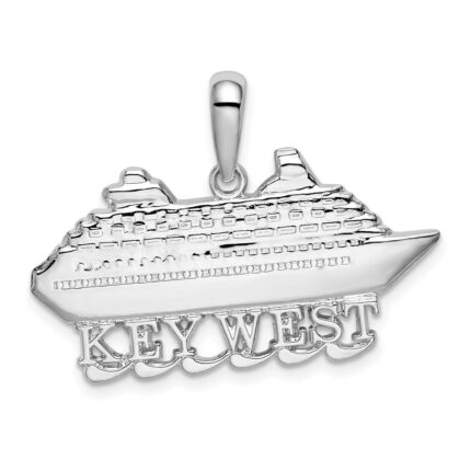 De-Ani Sterling Silver Rhodium-Plated Polished Key West Cruise Ship Pendant