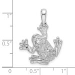 De-Ani Sterling Silver Rhodium-Plated Polished and Textured Frog Hanging by Leg Pendant - Image 4