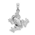 De-Ani Sterling Silver Rhodium-Plated Polished Bug Eyed Frog Pendant - Image 4