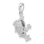 De-Ani Sterling Silver Rhodium-Plated Polished Bug Eyed Frog Pendant - Image 3