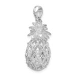 De-Ani Sterling Silver Rhodium-Plated Polished 3D Cut-Out Large Pineapple Pendant - Image 4