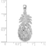 De-Ani Sterling Silver Rhodium-Plated Polished 3D Cut-Out Large Pineapple Pendant - Image 5