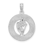 De-Ani Sterling Silver Rhodium-Plated Polished Bahamas Circle with Shell Pendant - Image 3