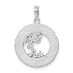 De-Ani Sterling Silver Rhodium-Plated Polished Bonaire Circle Flamingo Pendant - Image 3