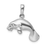 De-Ani Sterling Silver Rhodium-Plated Polished 3D Manatee Pendant - Image 3