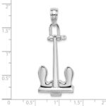 De-Ani Sterling Silver Rhodium-Plated 3D Moveable Navy Anchor Pendant - Image 4