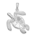 De-Ani Sterling Silver Rhodium-Plated Polished Large Swimming Sea Turtle Pendant - Image 3