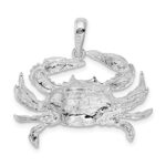 De-Ani Sterling Silver Rhodium-Plated Polished Blue Crab Pendant - Image 3