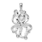 De-Ani Sterling Silver Rhodium-Plated Polished Textured Octopus Pendant - Image 3