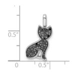 Sterling Silver Rhodium 0.25ct. Blk & Wht Dia. Reversible Cat Pendant - Image 4