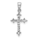 Sterling Silver Rhodium Diamond Cross Pendant - Image 3