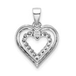 Sterling Silver Rhodium-Plated Diamond Heart Pendant - Image 4