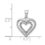 Sterling Silver Rhodium-Plated Diamond Heart Pendant - Image 3