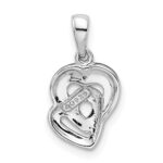 Sterling Silver Rhodium Diam. Accent Heart Pendant - Image 3