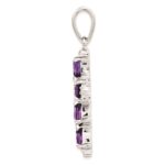Sterling Silver Rhodium Plated Amethyst Cross Pendant - Image 2