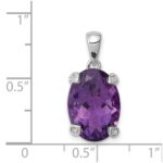 Sterling Silver Rhodium Plated Amethyst and Diamond Pendant - Image 3