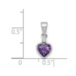 Sterling Silver Rhodium Plated Amethyst and Diamond Pendant - Image 3
