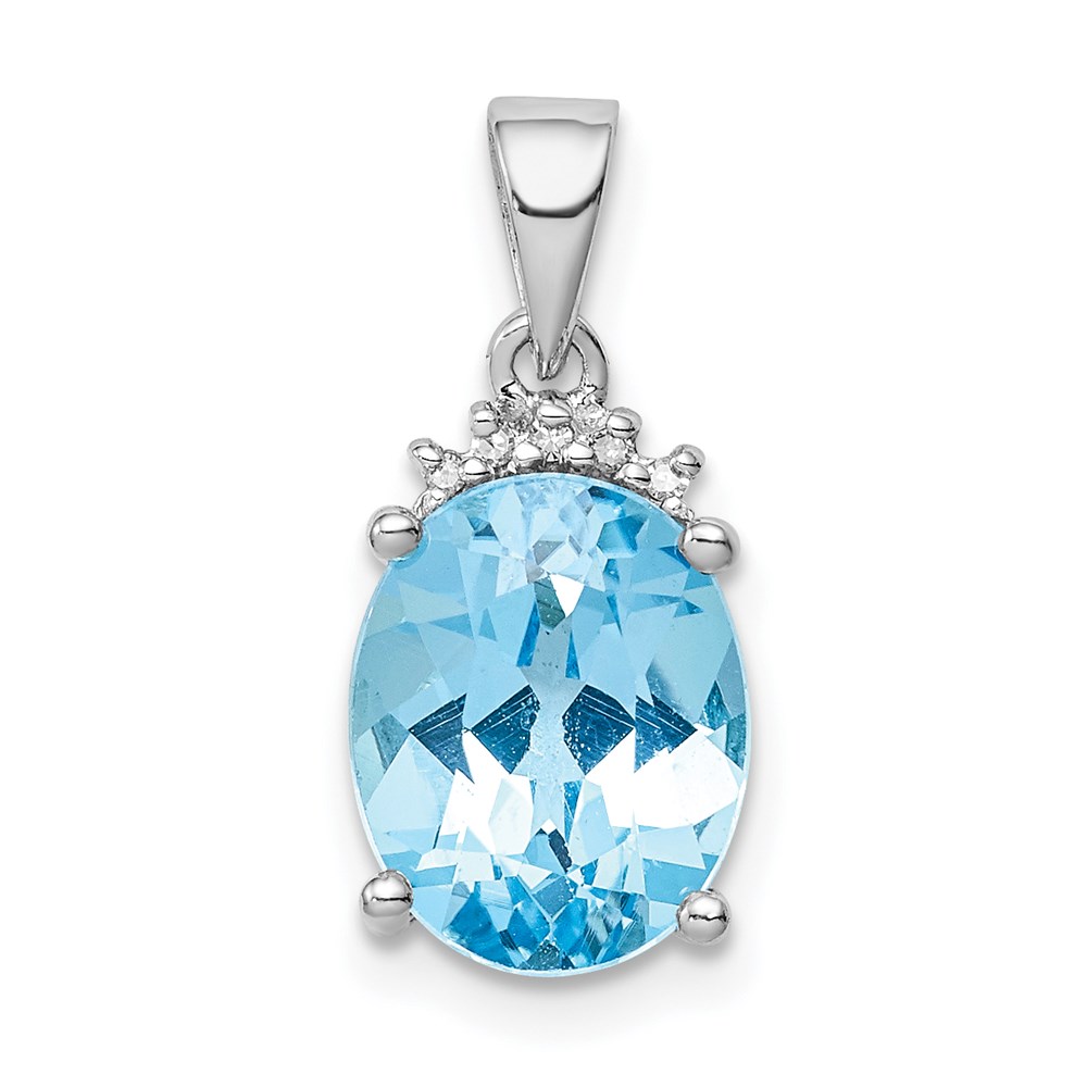 QDX527.jpg Sterling Silver Rhodium-plated Sky Blue Topaz Diamond Pendant - Image 1