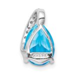 Sterling Silver Rhodium Pear Swiss Blue Topaz Pendant - Image 4