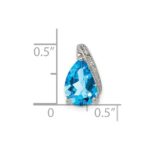 Sterling Silver Rhodium Pear Swiss Blue Topaz Pendant - Image 3