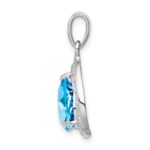 Sterling Silver Rhodium-plated Light Swiss Blue Topaz & Diamond Pendant - Image 2