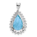 Sterling Silver Rhodium-plated Light Swiss Blue Topaz Diamond Pendant - Image 3