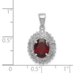 Sterling Silver Rhodium Garnet & Diamond Pendant - Image 3
