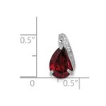 Sterling Silver Rhodium Pear Garnet Pendant - Image 3