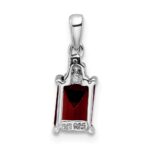 Sterling Silver Rhodium Garnet & Diamond Pendant - Image 4