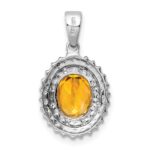 Sterling Silver Rhodium Citrine & Diamond Pendant - Image 4