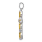 Sterling Silver Rhodium Citrine & Diamond Cross Pendant - Image 2