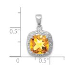 Sterling Silver Rhodium Citrine & Diamond Pendant - Image 3