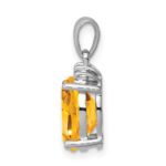 Sterling Silver Rhodium Citrine & Diamond Pendant - Image 2