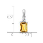 Sterling Silver Rhodium Citrine & Diamond Pendant - Image 3