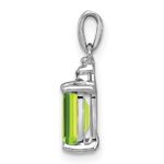 Sterling Silver Rhodium Plated Peridot and Diamond Pendant - Image 2