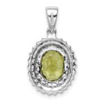 Sterling Silver Rhodium Plated Peridot and Diamond Pendant - Image 4