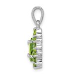 Sterling Silver Rhodium Plated Peridot Pear-shaped Pendant - Image 2