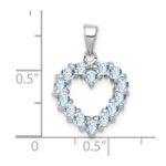 Sterling Silver Rhodium Aqua Heart Pendant - Image 3