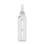 Sterling Silver/Rhodium-plated Elongated Polished Number 8 Charm