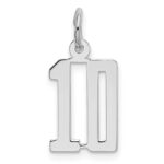 Sterling Silver/Rhodium-plated Elongated Number 10 Charm