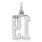 Sterling Silver/Rhodium-plated Elongated Number 19 Charm - Image 4