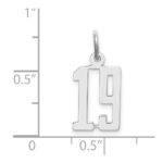 Sterling Silver/Rhodium-plated Elongated Number 19 Charm - Image 3