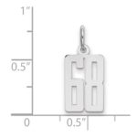 Sterling Silver/Rhodium-plated Elongated Number 68 Charm - Image 2