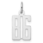 Sterling Silver/Rhodium-plated Elongated Number 86 Charm