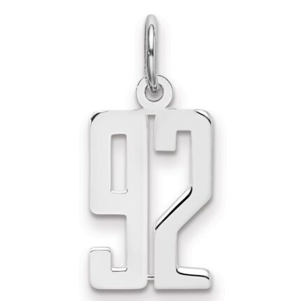 Sterling Silver/Rhodium-plated Elongated Number 92 Charm