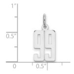 Sterling Silver/Rhodium-plated Elongated Number 99 Charm - Image 2