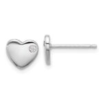 Sterling Silver RH-plated CZ Heart 18in Necklace and Post Earring Set - Image 2