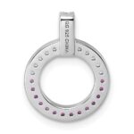 Sterling Silver Rhodium-plated White and Red CZ Open Circle Pendant - Image 3