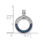 Sterling Silver White and Black Rhodium-plated White and Blue CZ Open Circle Pendant - Image 4